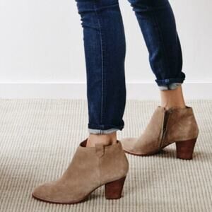MADEWELL The Billie Bootie Suede Boots Tan 6.5